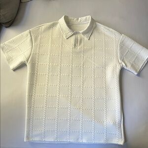 White Textured Fabric Polo Shirt
